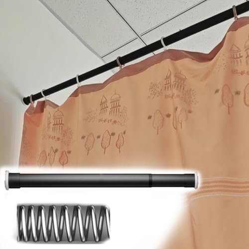 Duschvorhangstange Hochleistungs-Spannstangenstangen für Fenster, Gefederte Schrankverlängerungsstangen zur Unterstützung in der Küche, Runde Kleiderstangen für Schräge Wände(Black,265-315cm (104.3-12