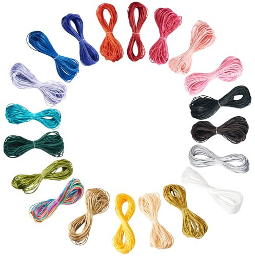 Magibeads Lot de 20 fils de fil de soie pour nœuds chinois - Pour loisirs créatifs, fabrication de bijoux, macramé, bracelets, colliers - 1,5 mm