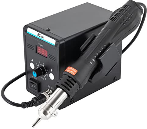 Hot Air Soldering Station Hot Air Rework Station Soldering Heat Gun with 3* Hot Air Nozzles, Adjustable Temperature AC24V 700W Soldering Iron Station Digital Display Quick Station