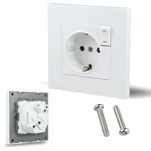 BAYON Enchufe con Interruptor de Pared - Controla tus Dispositivos y Ahorra Energía - Mecanismo Empotrable con Toma de Corriente Schuko 250V