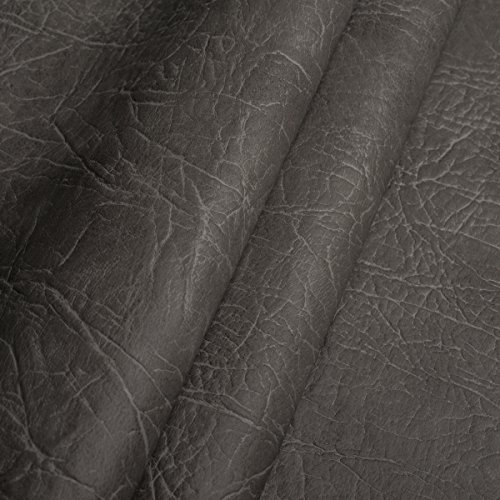 Fabreco - KUNSTLEDER Meterware MAMMUT (3 M x 140 cm) – Lederimitat in Lederoptik - Polsterstoff & Bezugsstoff Meterware für Möbelstoffe - Stoffe für Stühle Beziehen (Grau)