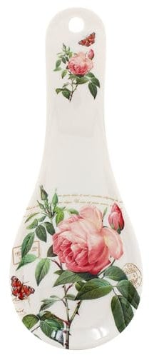 The Leonardo Collection Redoute Rose Spoon Rest by Pierre-Joseph Redoute | Elegant Ceramic Spoon Rest with Classic Floral Design | Perfect for Cooking or Kitchen Display | Timeless and Functional