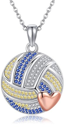YAFEINI Volleyball Kette 925 Sterling Silber Volleyball Anhänger Halskette Sport Schmuck Geschenk für Damen Frauen