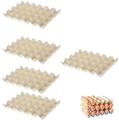 Fayemint 5 PCS Support Oeufs Beige, Boite Oeufs Plastique En Fibre De Blé, Pour Réfrigérateur, Cuisine, Hôtel Et Maison