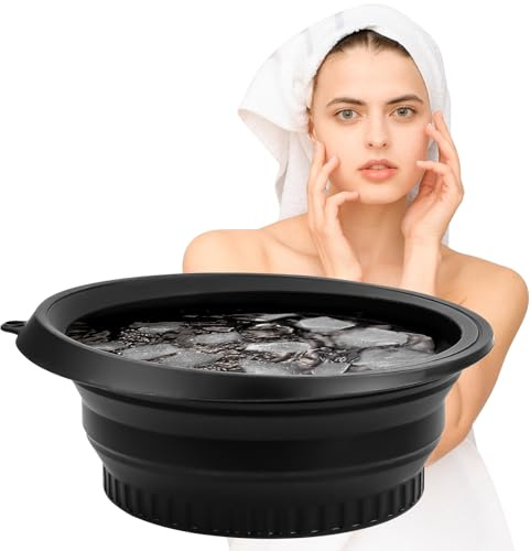 Silicone Face Ice Bath Bowl, Waschschüssel Faltbar mit Eingebauter Eiswürfelschale, Tragbare Gesichts-Eisbadeschale zur Beruhigung der Haut, Reduzierung von Schwellungen, Verkleinerung der Poren