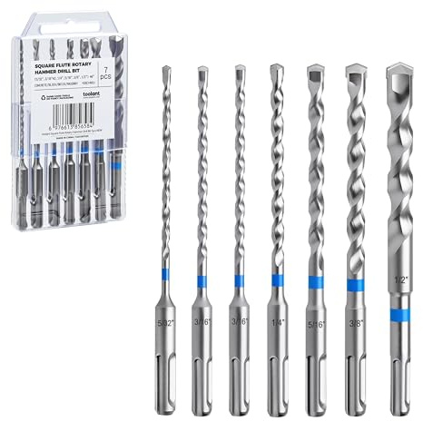 toolant Masonry Drill Bit,SDS Plus Rotary Hammer Drill Bits Set Assorted Set 7pcs(5/32-1/2) 6inch,Carbide Tipped 2-Cutter for Concrete,Masonry and Brick