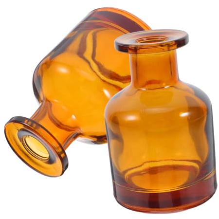 HOMOCONO Amber Glass Diffuser Bottles 2 Pack 150ml Cylinder Refillable Aromatherapy Jars Sturdy Easy-to-Clean Bottle for Home Office Car Portable Reed Diffuser Holder