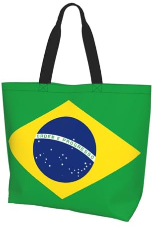 HLBSDM Brasilien Einkaufstasche Brasilien Flagge Einkaufstasche Brasilianische Handtasche Taschen Brasilien Tote Tasche Flagge Taschen