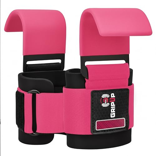 GripUp Weight Lifting Hooks – 8mm neoprene padded wrist wraps with non-slip rubber grip for deadlifts, powerlifting, chin-ups, and bodybuilding. Perfect gym straps for men and women.