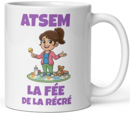 COSY & SIP Mug ATSEM – Tasse Cadeau ATSEM Originale – Idée Cadeau Fin d’Année Scolaire, Noël, Anniversaire – Cadeau École Maternelle – Mug Café en Céramique
