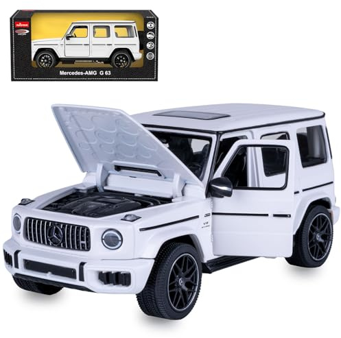 JAMARA 402265 Mercedes-AMG G 63 Diecast 1:24 Weiß Modellauto Metall Miniatur Sammlermodell Spielzeug Auto Kinder Geschenkidee