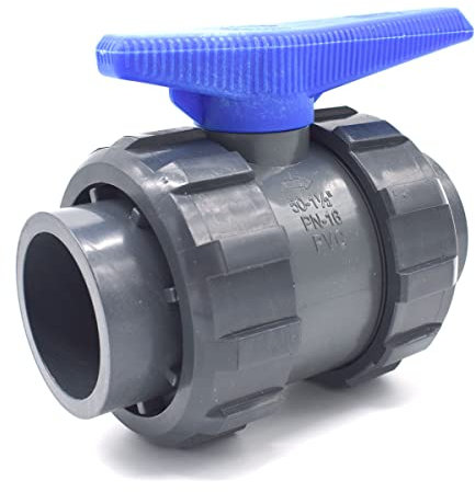 Vanne PVC à sphère double union raccordement femelle à coller abrisa - 50mm