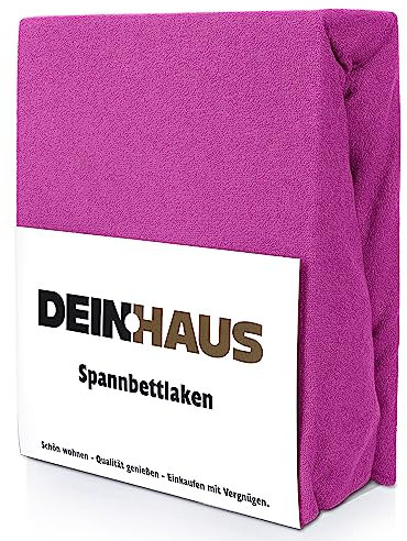 dein.haus, lenzuolo in spugna con angoli elasticizzati, in cotone, colorato, Cotone, amaranto, 160 x 200 cm