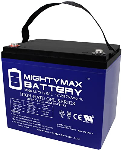 Mighty Max Battery ML75-12 GEL -12 Volt 75 AH, GEL Type, Internal Thread (INT) Terminal, Rechargeable SLA AGM Battery