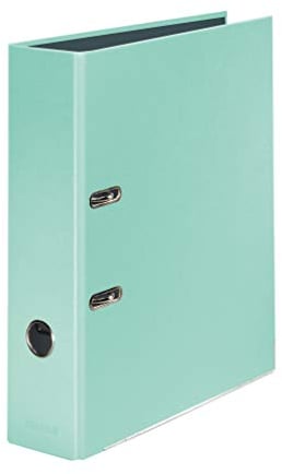 Falken PastellColor-Ordner 8 cm breit (5er Pack) DIN A4 Pastell-Farbe Minze Ringordner Aktenordner Briefordner Büroordner Plastikordner Schlitzordner Motivordner