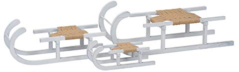 ETC dekorativer und ausgefallener Deko-Schlitten Santaschlitten in Shabby weiß in verschiedenen Größen (groß ca. 60 x 22 x 20 cm hoch)