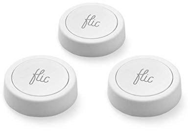Botón Flic Blanco - Paquete de 3: Controla luces, música y más con presión, doble presión, mantener. Compatible con Alexa, HomeKit, Matter, Spotify. Configuración vía app Flic, requiere BT/Wi-Fi