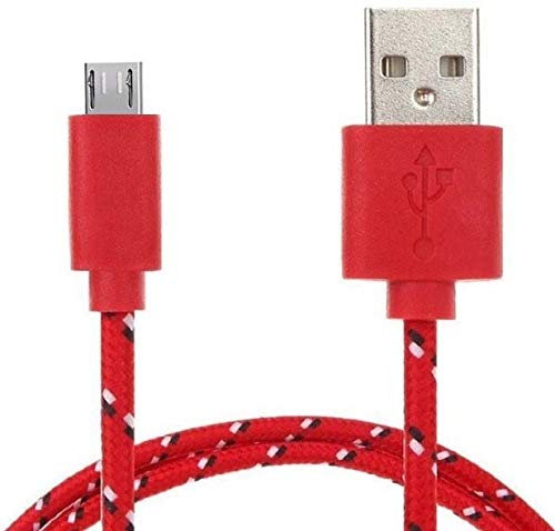 Cable Tresse 1m Micro USB pour WIKO Y81 Smartphone Android Chargeur Connecteur USB Lacet Fil Nylon (Rouge)