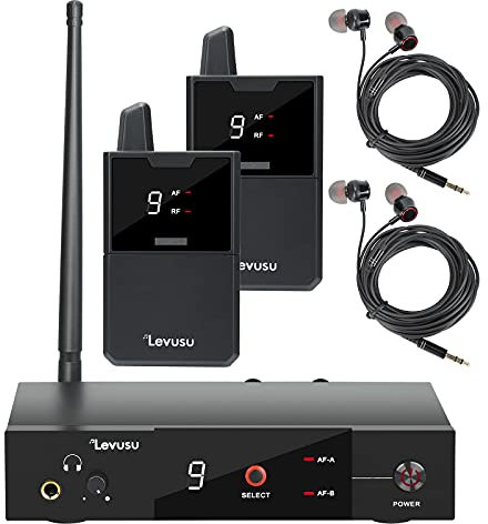 Pro UHF Dual Wireless in-Ear Monitor System with Earphone,180Ft, Rack Mount, Professional IEM Stereo System Transmitter and Beltpack Receiver for Studio, Band Rehearsal, Live Performance (2 Bodypack)