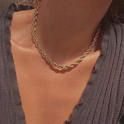 SONGK Hip Hop Punk 3mm Edelstahl Swag Twist Seil Kette Halskette Für Frauen Männer Gold Farbe Halskette Modeschmuck Zubehör