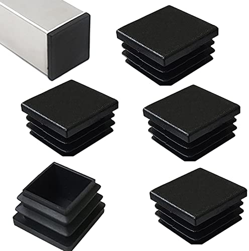 HJYZY 6 Stück Abdeckkappen für Quadratrohr 80 x 80 mm für Metallrohre Zaungleiteinsatz für Rohrpfostenstühle und Möbel Schwarz