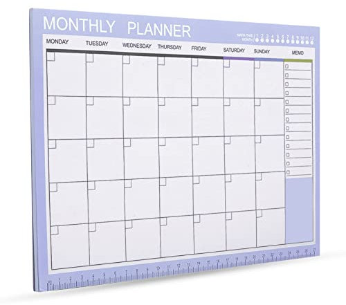 Phyxin Undatierter Planer, 54 Blatt Blanko-Kalender, 28,4 x 21,1 cm, Monatskalenderplaner, Abreißbarer undatierter Monatsplaner mit Memo für Frauen, Studenten, Lehrer, Lila