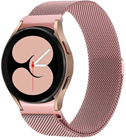 ABOVEACC Ersatzarmband Kompatibel mit Samsung Galaxy Watch 7/FE/6/5/4 Armband 40mm 44mm, Magnetisch Einstellbar Edelstahl Metall Armbänder für Damen Herren, Rosa