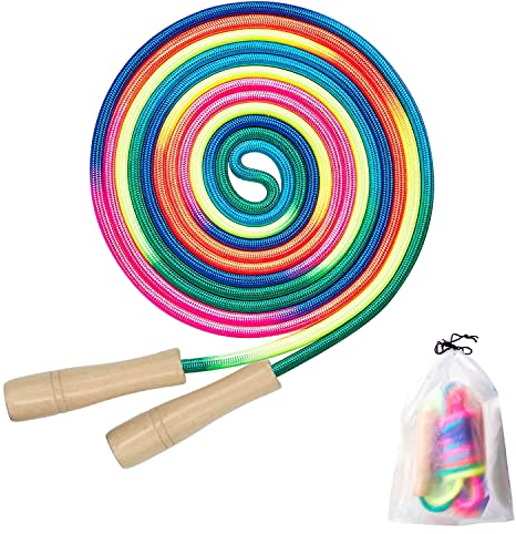 Sunshine-Smile Springseil für Kinder, Crossfit, Fitness, Boxen, MMA, Erwachsene, Herren, Damen, Fitnessstudio, Kalorienverbrennung, Springseil Speed Rope, Springseil Boxen (Wooden-Color Rope-2M)