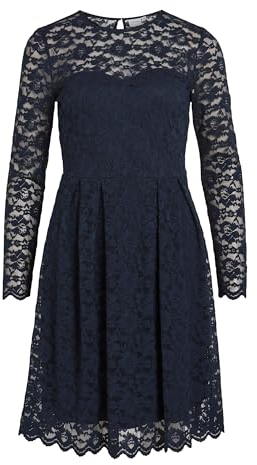Vila Damen Vikalila L/S Lace - Noos Dress, Navy Blazer, XL EU