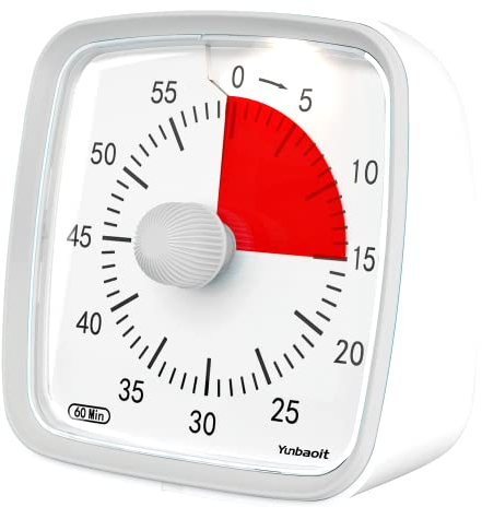 Yunbaoit Minuteur Visuel pour Enfants et Adultes, Minuteur à Décompte de 60 Minutes avec Fonction Flash Silencieuse, Timer Enfant pour Salle de Classe, Maison, Cuisine (Gris)