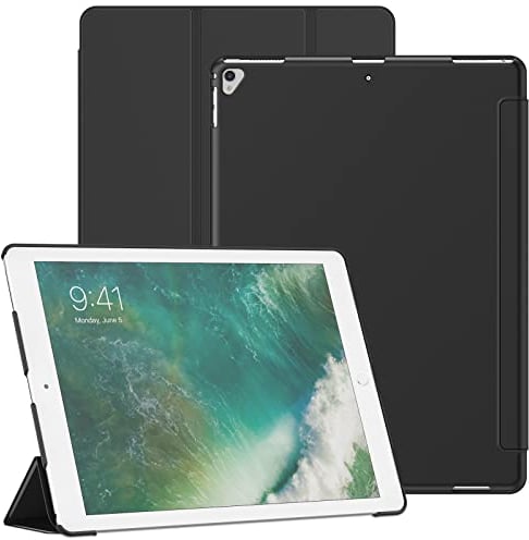 JETech Hülle für iPad Pro 12,9 Zoll (Modell 2015/2017, 1./2. Generation), Schützende Harte Rückenschale Weiche Berührung Tablet Ständerabdeckung, Auto Wachen/Schlafen (Schwarz)
