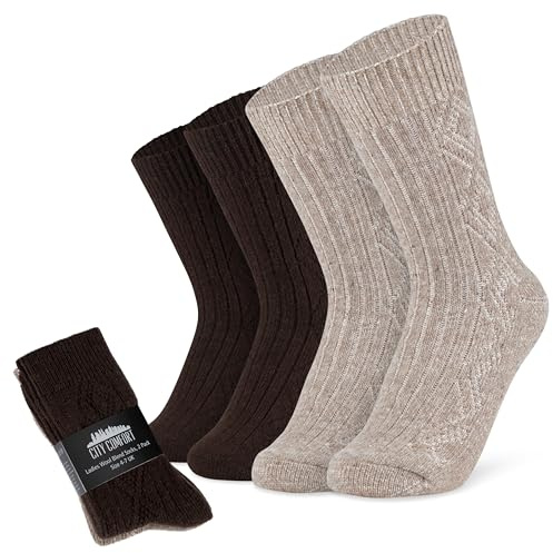 CityComfort Womens Calf Socks, Multipack of Wool Blend Socks - Womens Gifts