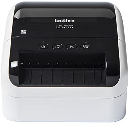 Brother QL-1100C Label Printer | Shipping Labeller | PC Connected | Desktop | Wide Format 4 Inch Labels, UK Plug