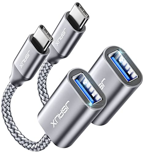 JSAUX Adattatore da USB C a USB 3.1 [Confezione da 2] Cavo adattatore OTG Tipo C Compatibile con Samsung Galaxy S20 S10 S9 Plus Note 10 A5 2017, Huawei P30 P20 Lite Mate 30 20 Pro, MacBook Pro 2018