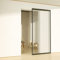 Porta scorrevole esterna con binario magical invisibile in vetro satinato con anta profilata alluminio (Vetro Trasparente, 100 X 215 cm)