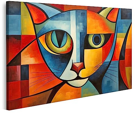 islandburner Tableau sur Toile Peinture de Chat Abstraite Style Pablo Picasso Animaux de Compagnie Art Cadre Affiche Poster Murale Tableaux