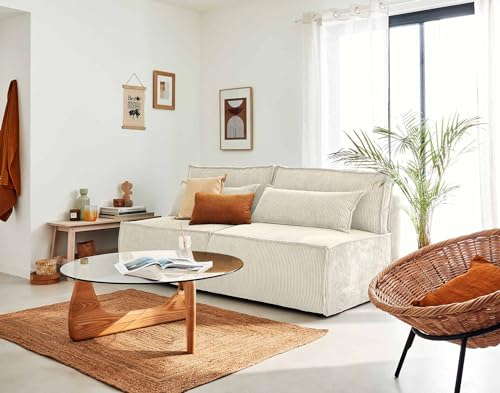 Lisa Design Kiara - 3-Sitzer Sofa ohne Armlehnen - schlaffunktion - mit Bettkasten - Cord Beige