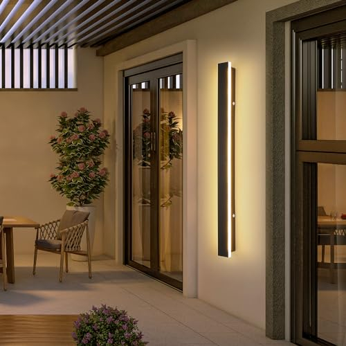 Mikeru 150CM Außen LED Wandleuchte, 3000k/4500k/6000k Vertikale Wandleuchten, 52W Acryl lange Außen Wandleuchten IP65 Regenfest Terassenbeleuchtungen Aussen für Flure, Foyers, Villa