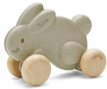 PlanToys Lapin à pousser - Gris