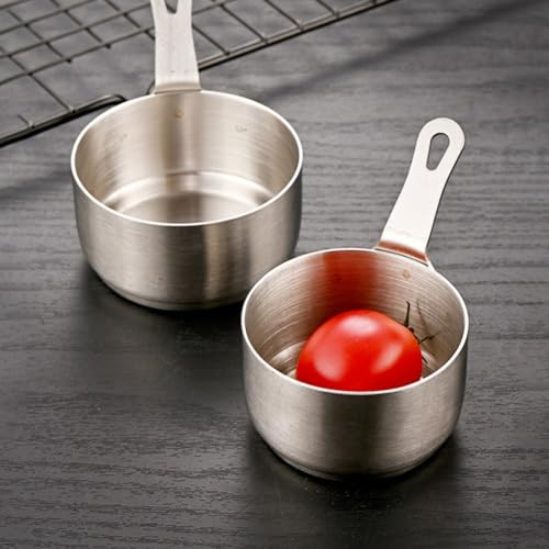 Petite casserole en acier inoxydable - Mini pot à lait multifonction - Mini casserole à sauce à manche long pour la maison et le restaurant - Argenté (60 ml)