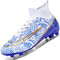Donbest Kids Football Shoes Spike High Top Football Boots Astro Turf Trainers Soccer Cleats Boy's Professional Athletic Shoes,White,12.5 UK Child