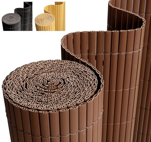 Homewit PVC Sichtschutzmatte 80x300 cm, Sichtschutz Garten Balkon Windschutz Terrasse Sichtschutzzaun Balkonverkleidung Zaunblende Wetterfest Gartenzaun Braun