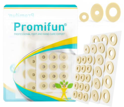 Promifun Pansement Cors au Pied - Coussinets pour callosités pour protéger les points douloureux avec rembourrage en mousse - Soulagement de la douleur (90 Count,Beige,Multi-Size)