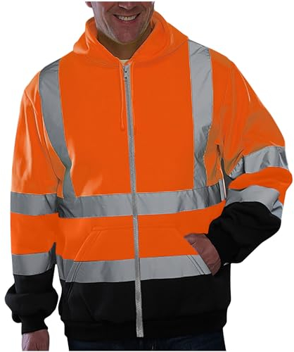 JUANMAO Warnjacke mit Reflektionsstreifen Warnschutz Softshelljacke Mit Tasche Herren Warnschutzjacke Fleece Winterjacke Arbeitsjacke Pilotjacke Pilotenjacke Thermo Jacke,