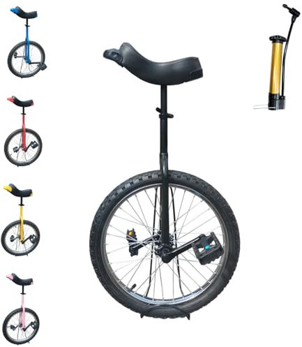 ZSYYDS Einrad für Erwachsene, Alufelge, verstellbarer Sitz mit Einradständer und Pumpe für lustige Fitnessübungen, Balance-Training, Zirkusauftritte (Schwarz, 18 Zoll)
