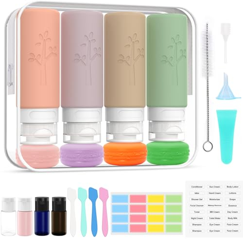 KTQEPR 23 Pack Travel Bottles Set for Toiletries, 3.4 oz Silicone Travel Bottles Essentials, 100 ml Leak Proof Squeezable Travel Containers Accessories for Shampoo Conditioner Lotion