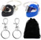 Motorradhelm-Schlüsselanhänger, Geschenk für Männer – 4er-Pack Schlüsselanhänger-Geschenkideen für Motorradfahrer, Lokomotiv-Zubehör, cooles Gadget für Mann und Frau zum Geburtstag (Schwarz+Blau)