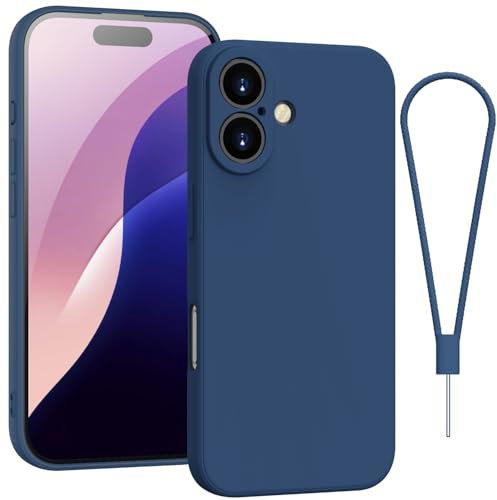 Andwing For iPhone 16 Case,Silicone Case Soft Ultra For iPhone 16 Phone Case Slim Protective Shockproof Cover Scratch-Resistant Microfiber Lining, 6.3 Royal Blue