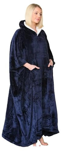 UC Ex High Street Brand Soft Fluffy Fleece Blanket Womens Hoodies, Ladies Throw Blanket Hoodies Oversized Hoodie Women Super Pocket Wearable Blanket Oversized Hoodie Navy