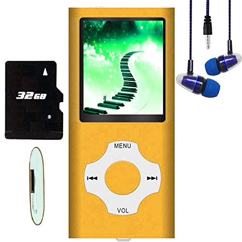 Hotechs MP3-Player/MP4-Player, MP3-Player mit 32 GB Speicherkarte, schlankes Design, digitales LCD-Display, 4,6 cm (1,8 Zoll) Display, FM-Radio (Orange)